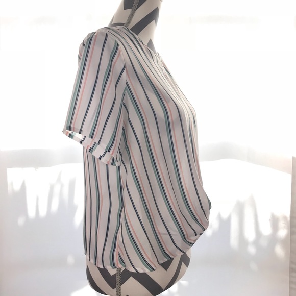 NEW Sienna Sky Cute Striped Twist Knot Front Shirt - Picture 2 of 7
